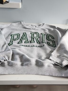 American Eagle Outfitters Gray 'Paris' Crewneck Sweatshirt